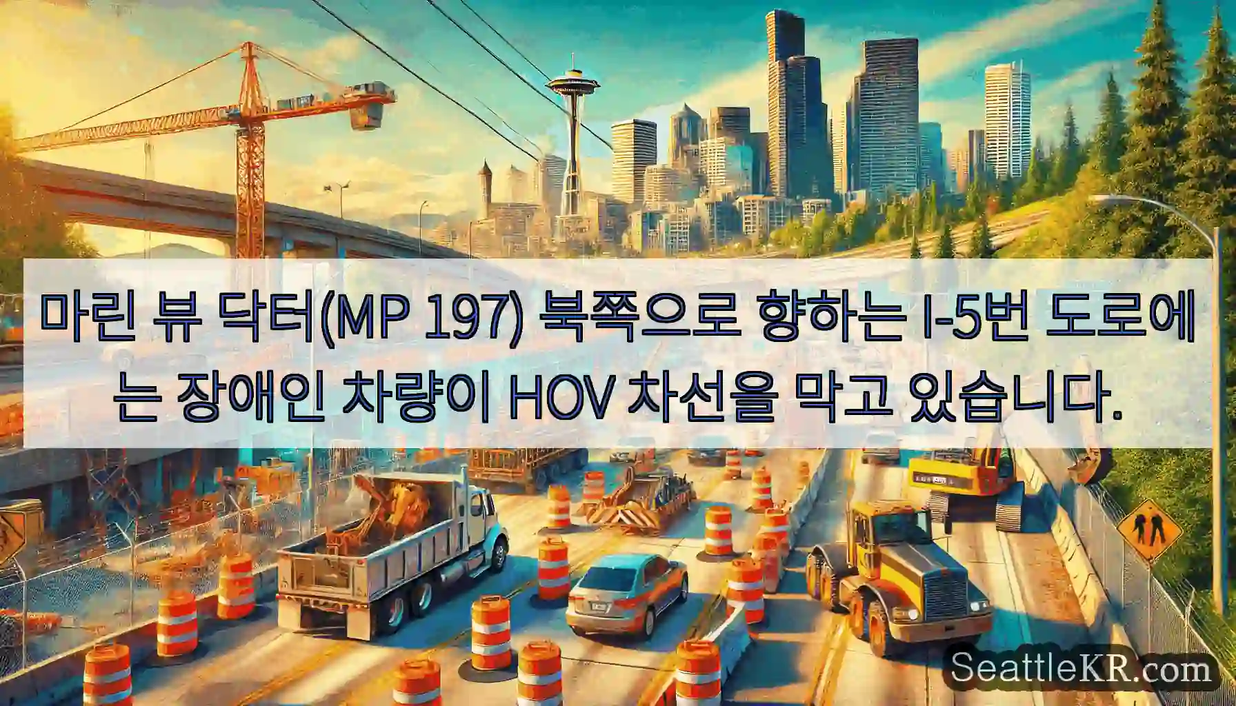 마린 뷰 닥터(MP 197) 북쪽으로 향하는 I-5번 도로에는 장애인 차량이 HOV