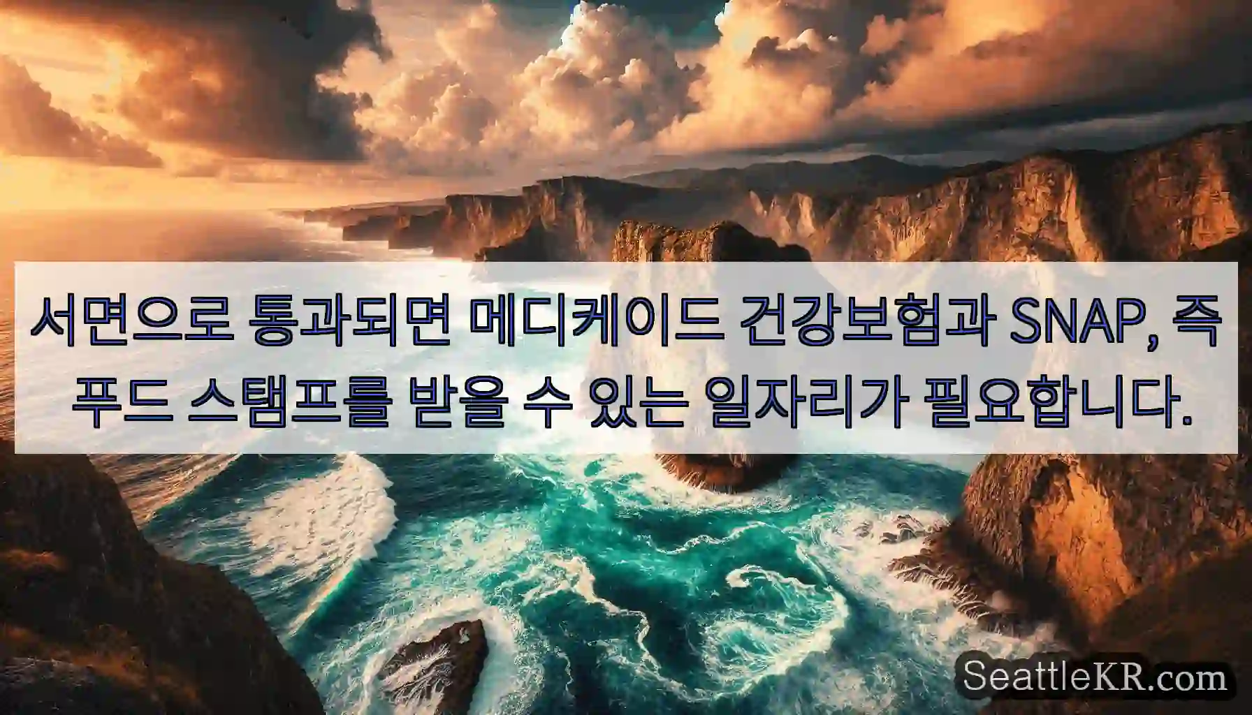 서면으로 통과되면 메디케이드 건강보험과 SNAP, 즉 푸드 스탬프를 받을 수 있는