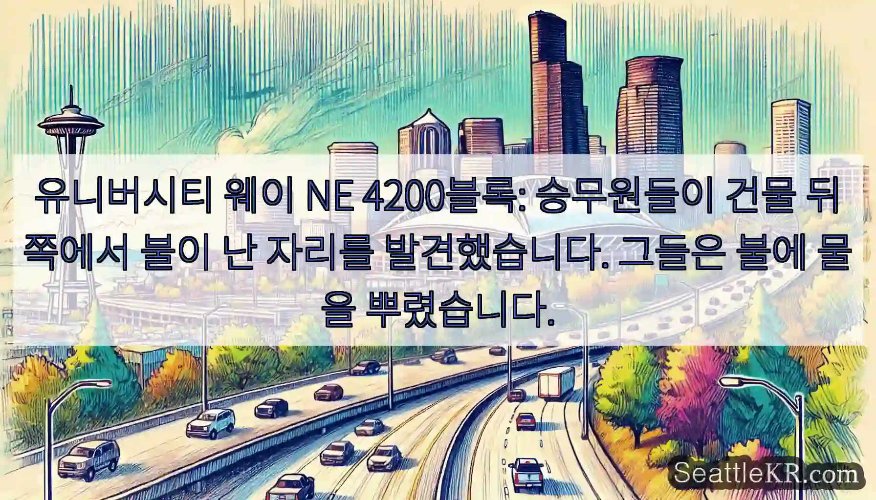 유니버시티 웨이 NE 4200블록: 승무원들이 건물 뒤쪽에서 불이 난 자리를