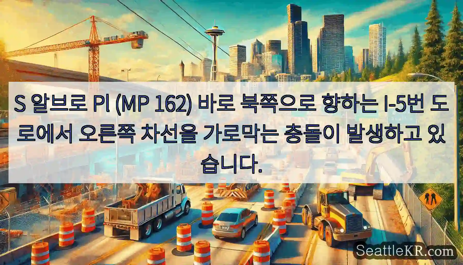 S 알브로 Pl (MP 162) 바로 북쪽으로 향하는 I-5번 도로에서 오른쪽 차선을
