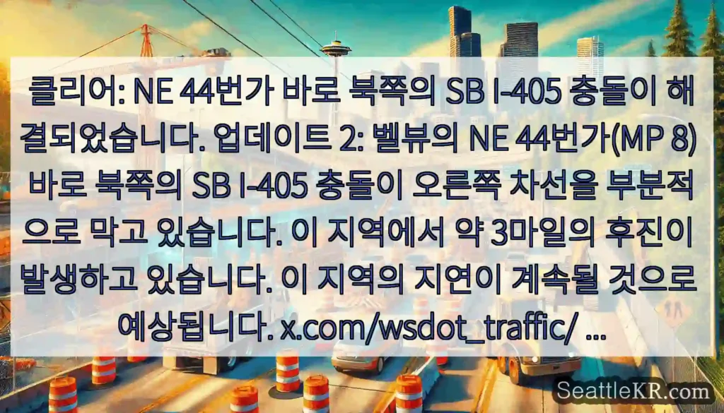 클리어: NE 44번가 바로 북쪽의 SB I-405 충돌이 해결되었습니다. 업데이트 2: