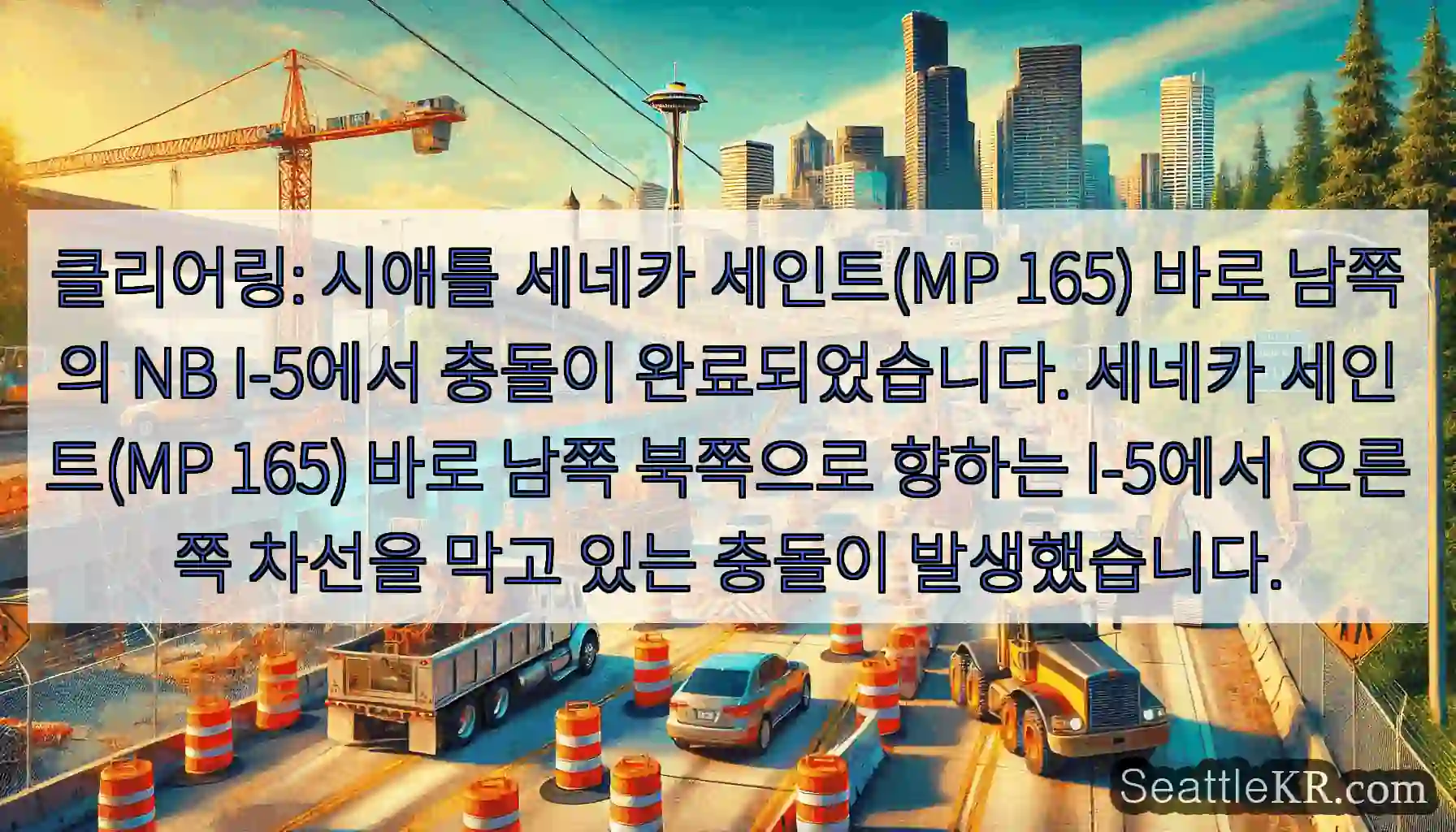 클리어링: 시애틀 세네카 세인트(MP 165) 바로 남쪽의 NB I-5에서 충돌이