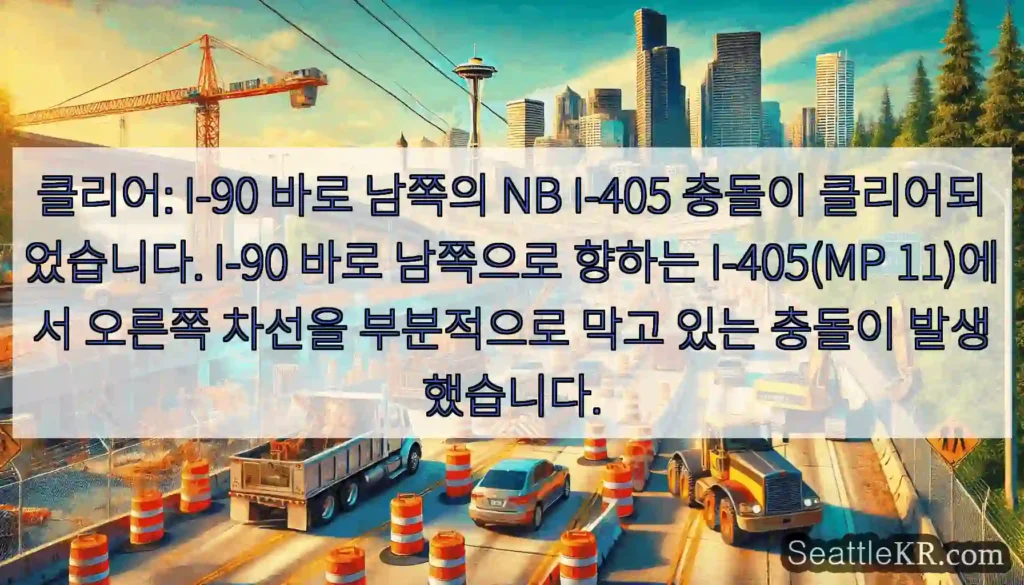 클리어: I-90 바로 남쪽의 NB I-405 충돌이 클리어되었습니다. I-90 바로