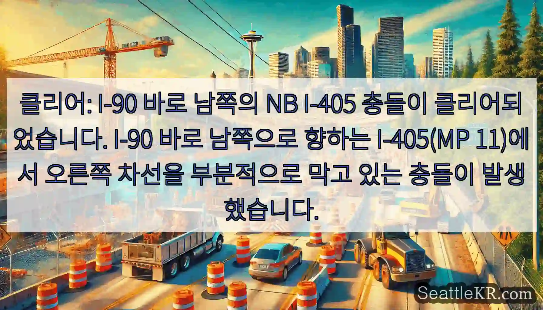 클리어: I-90 바로 남쪽의 NB I-405 충돌이 클리어되었습니다. I-90 바로
