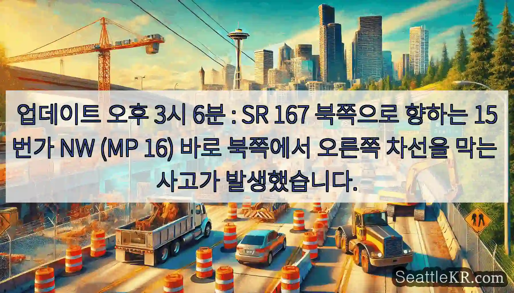 업데이트 오후 3시 6분 : SR 167 북쪽으로 향하는 15번가 NW (MP 16)