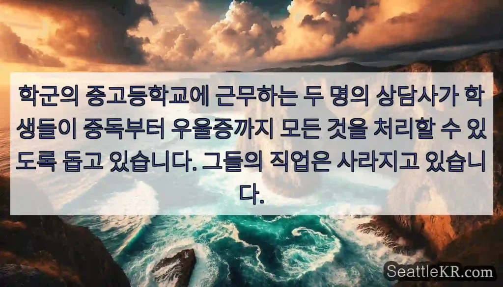학군의 중고등학교에 근무하는 두 명의 상담사가 학생들이 중독부터 우울증까지 모든 것을