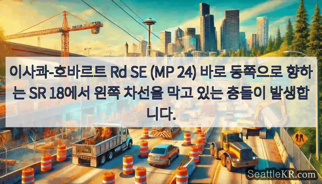 이사콰-호바르트 Rd SE (MP 24) 바로 동쪽으로 향하는 SR 18에서 왼쪽 차선을