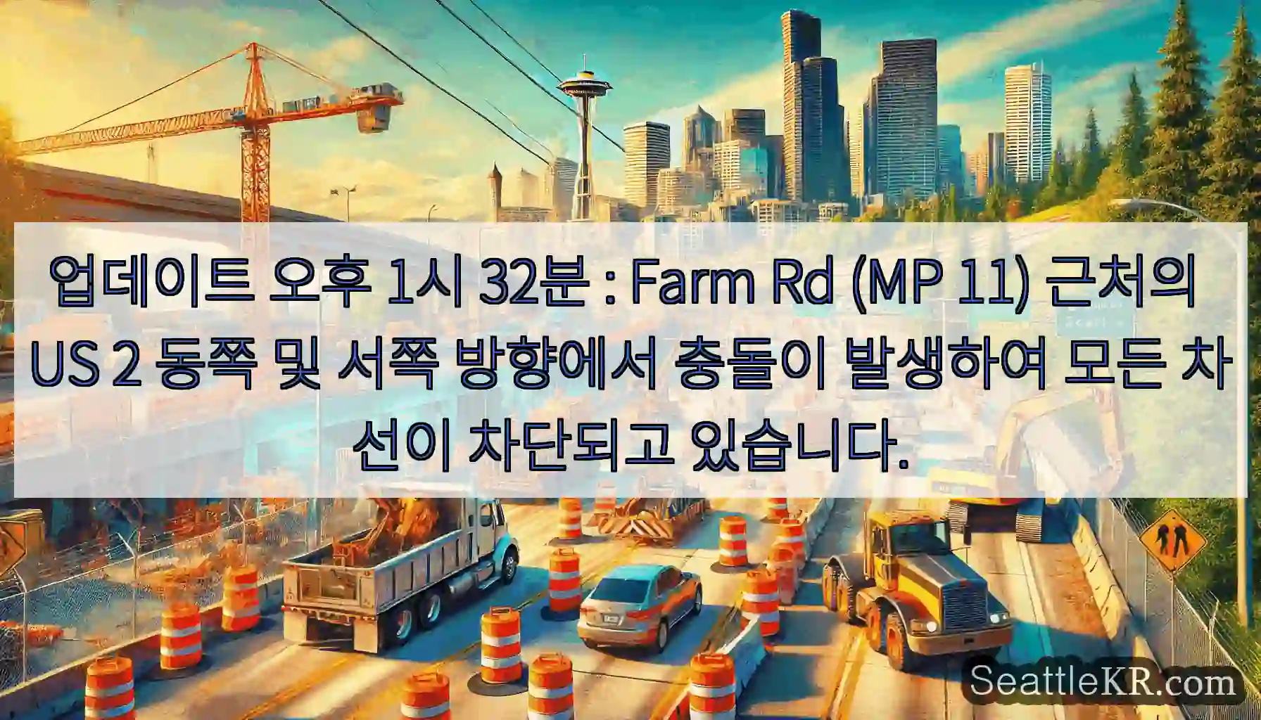 업데이트 오후 1시 32분 : Farm Rd (MP 11) 근처의 US 2 동쪽 및 서쪽