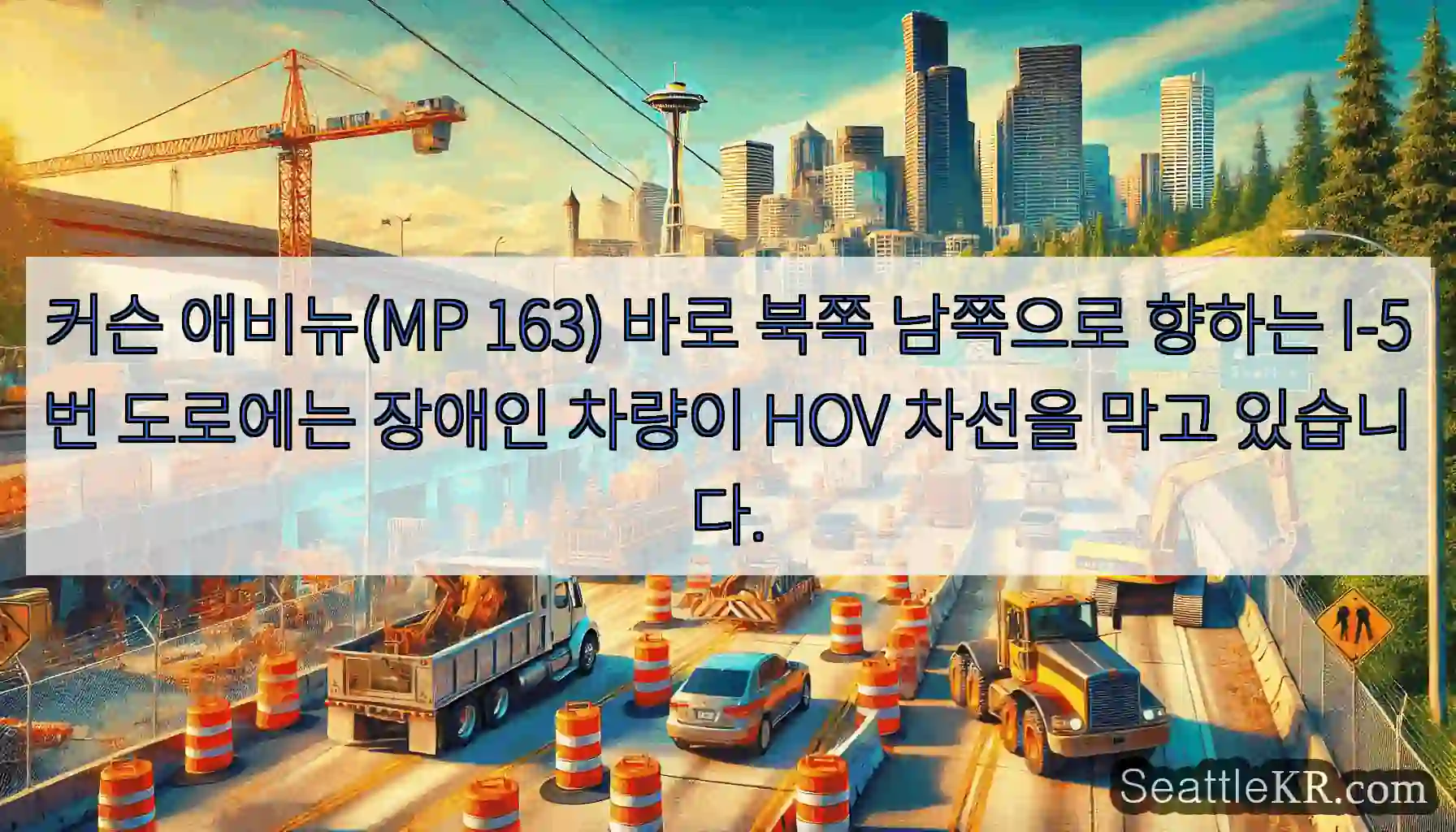 커슨 애비뉴(MP 163) 바로 북쪽 남쪽으로 향하는 I-5번 도로에는 장애인 차량이