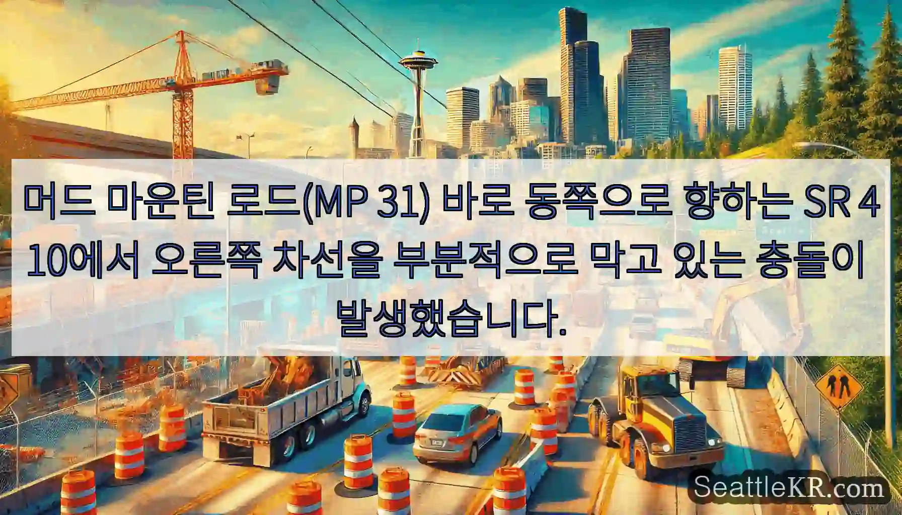 머드 마운틴 로드(MP 31) 바로 동쪽으로 향하는 SR 410에서 오른쪽 차선을