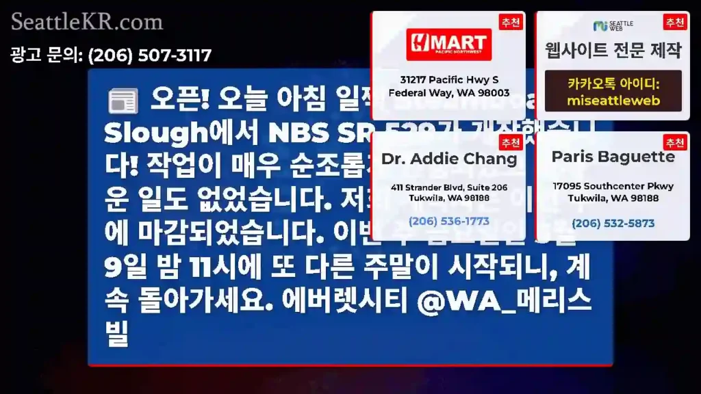 오픈! 오늘 아침 일찍 Steamboat Slough에서 NBS SR 529가