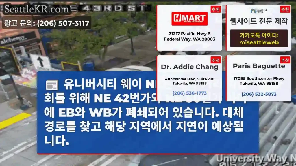 유니버시티 웨이 NE는 대학 거리 박람회를 위해 NE 42번가와 NE 50번가 사이에