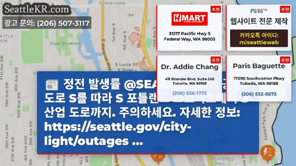 정전 발생률 @SEACityLight 공항 도로 S를 따라 S 포틀랜드 스트리트에서 S
