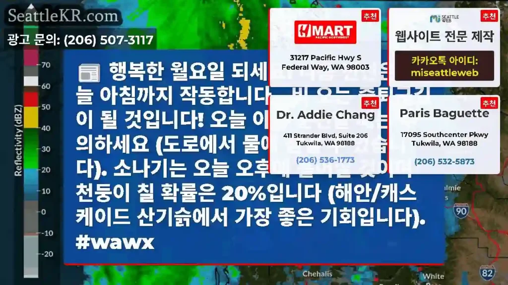 행복한 월요일 되세요! 다음 전선은 오늘 아침까지 작동합니다 - 비 오는 출퇴근길이 될
