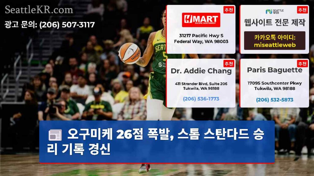 오구미케 26점 폭발, 스톰 스탄다드 승리 기록 경신