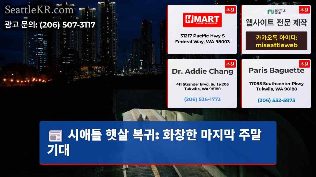 시애틀 햇살 복귀: 화창한 마지막 주말 기대