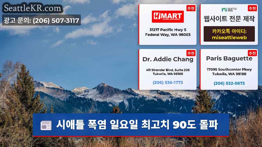 시애틀 폭염 일요일 최고치 90도 돌파