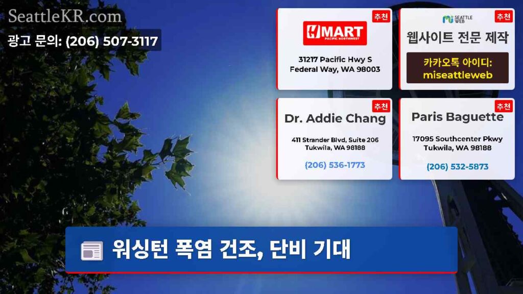 워싱턴 폭염 건조, 단비 기대