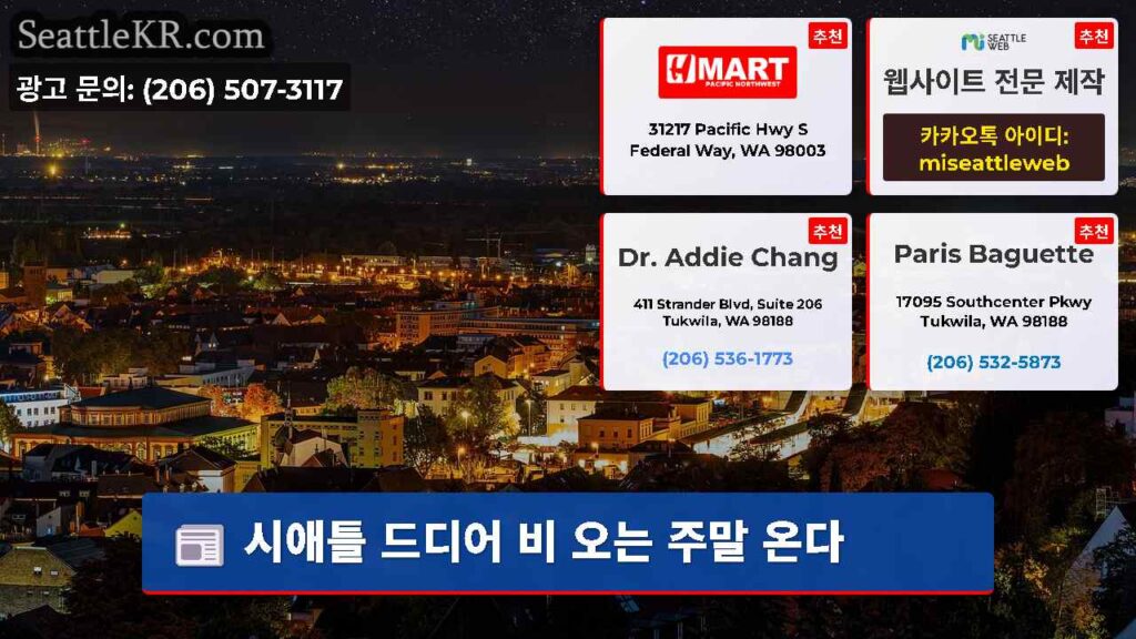 시애틀 드디어 비 오는 주말 온다