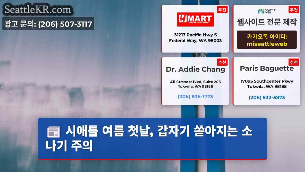 시애틀 여름 첫날, 갑자기 쏟아지는 소나기 주의