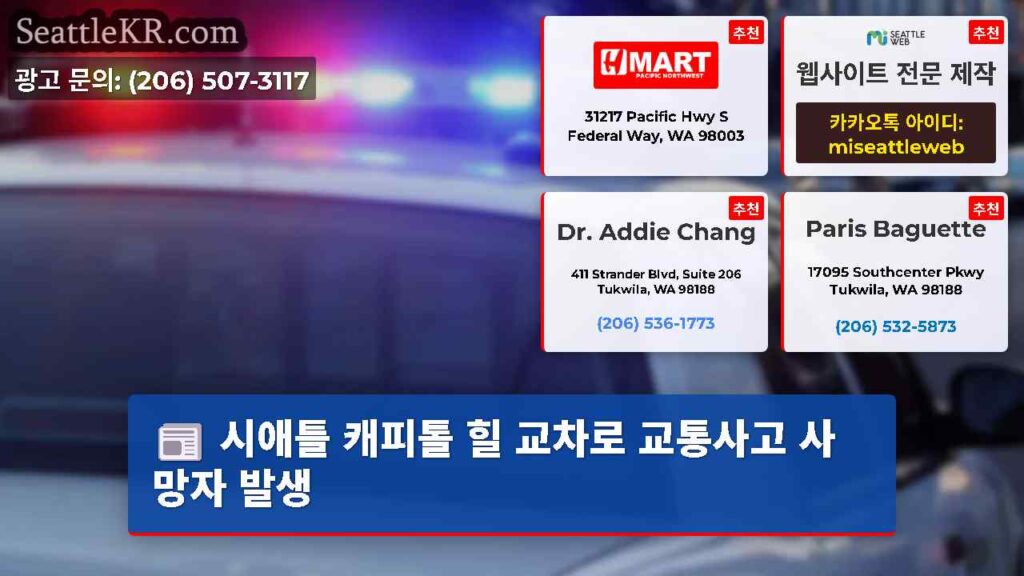 시애틀 캐피톨 힐 교차로 교통사고 사망자 발생