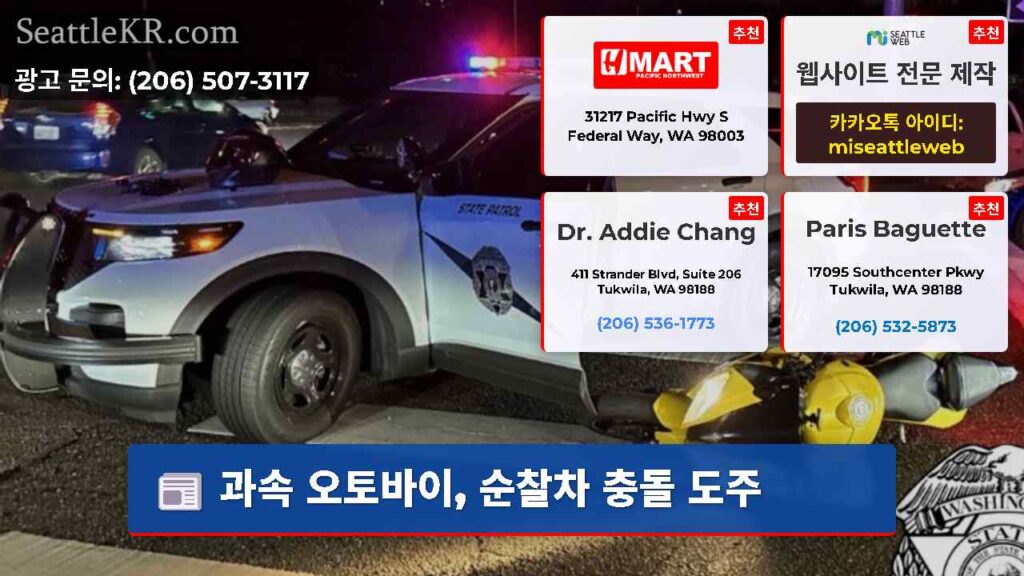 과속 오토바이, 순찰차 충돌 도주