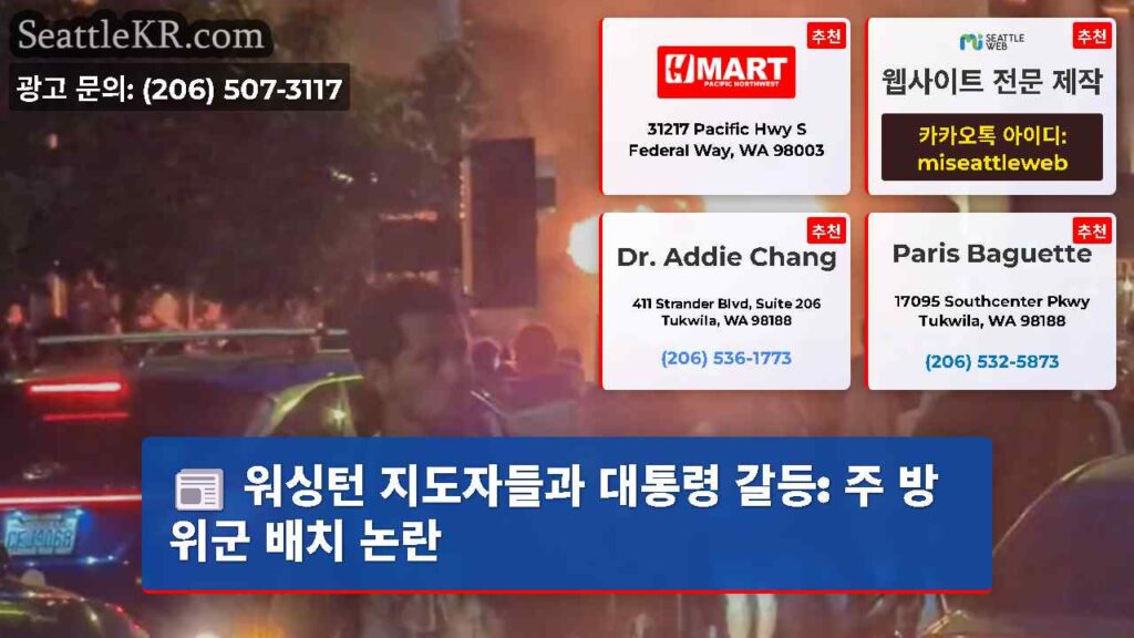 워싱턴 지도자들과 대통령 갈등: 주 방위군 배치 논란