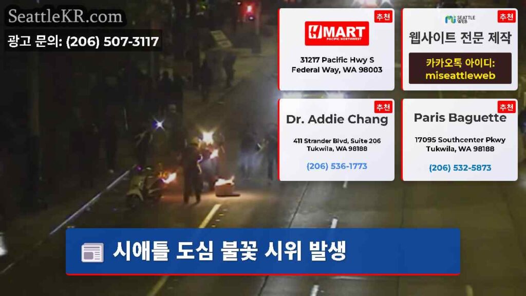 시애틀 도심 불꽃 시위 발생