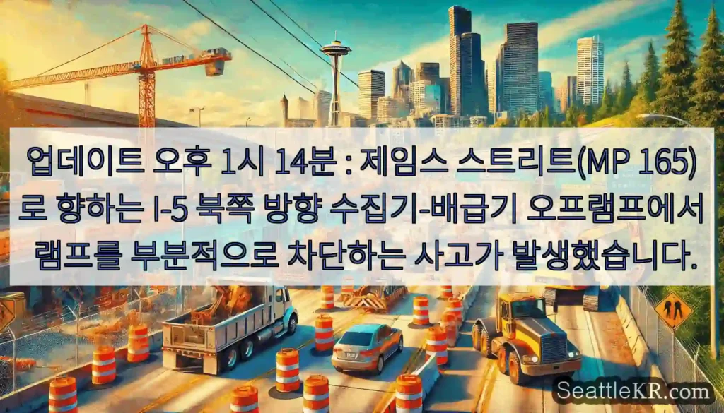 업데이트 오후 1시 14분 : 제임스 스트리트(MP 165)로 향하는 I-5 북쪽 방향