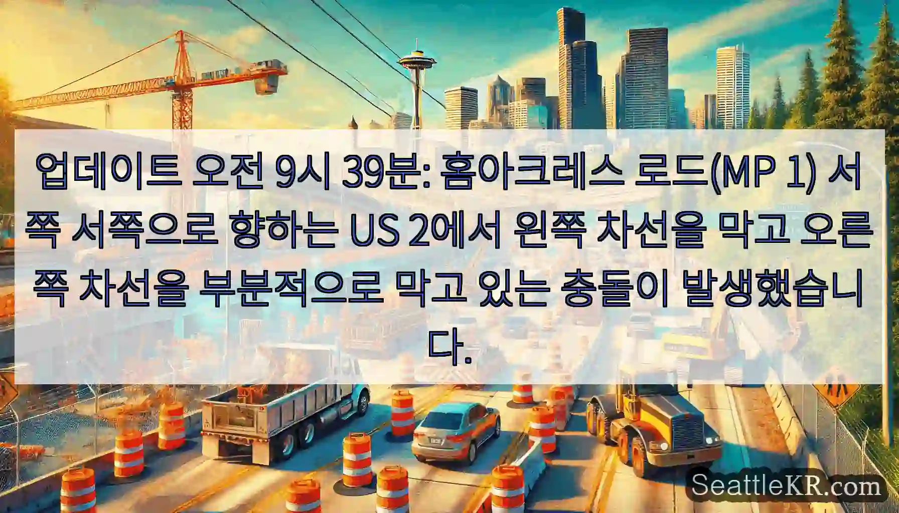 업데이트 오전 9시 39분: 홈아크레스 로드(MP 1) 서쪽 서쪽으로 향하는 US 2에서