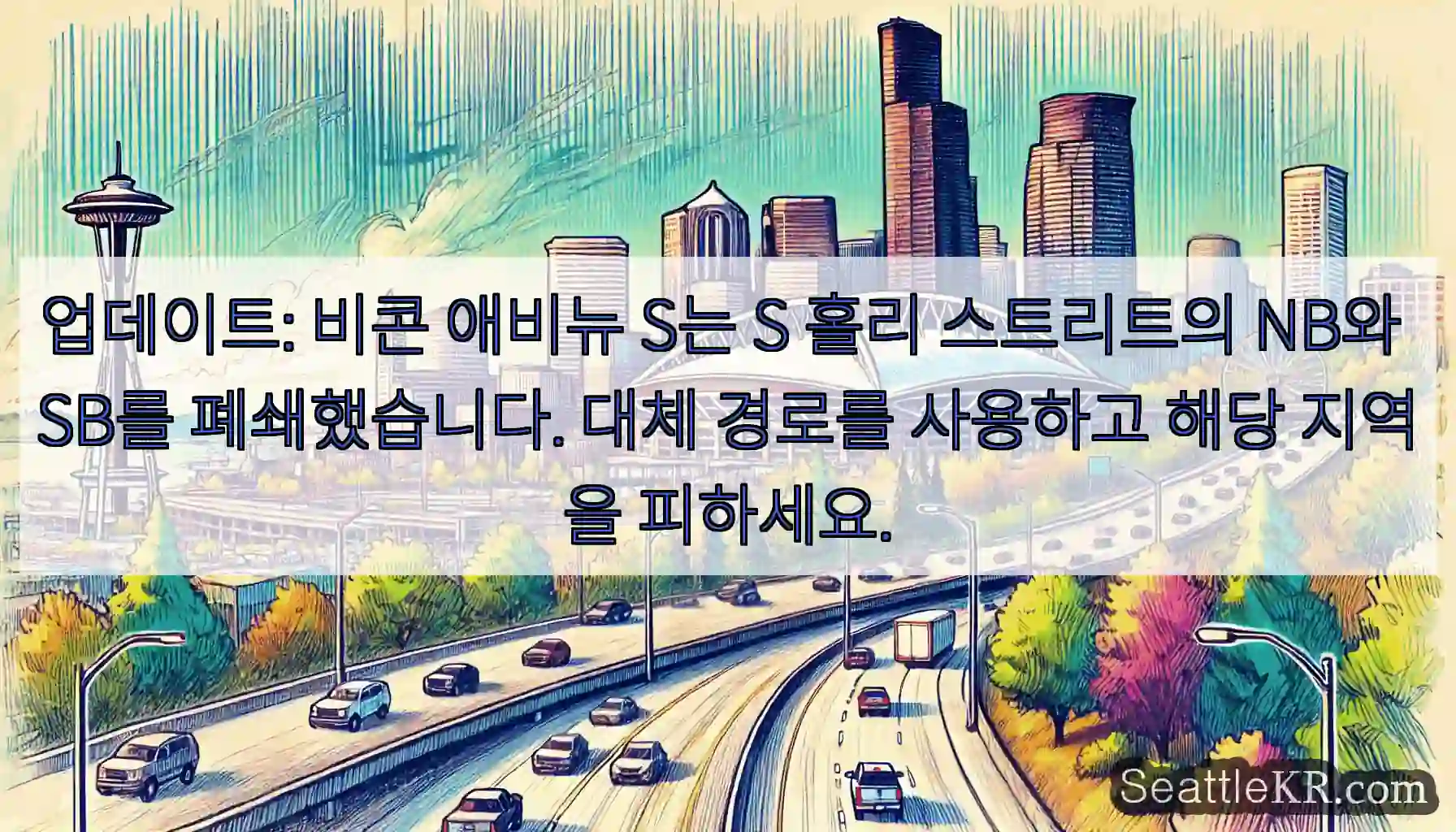 업데이트: 비콘 애비뉴 S는 S 홀리 스트리트의 NB와 SB를 폐쇄했습니다. 대체 경로를
