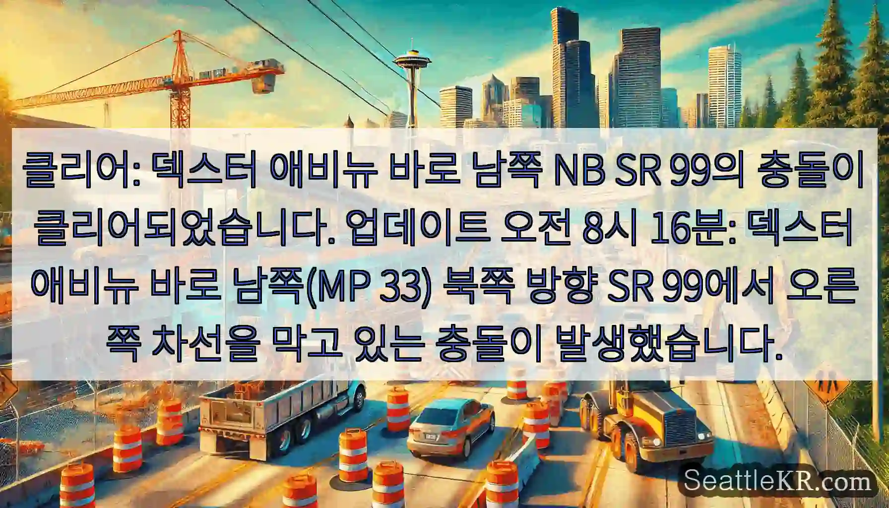 클리어: 덱스터 애비뉴 바로 남쪽 NB SR 99의 충돌이 클리어되었습니다. 업데이트
