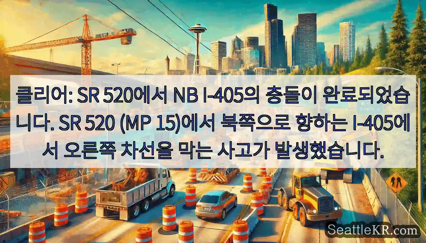 클리어: SR 520에서 NB I-405의 충돌이 완료되었습니다. SR 520 (MP