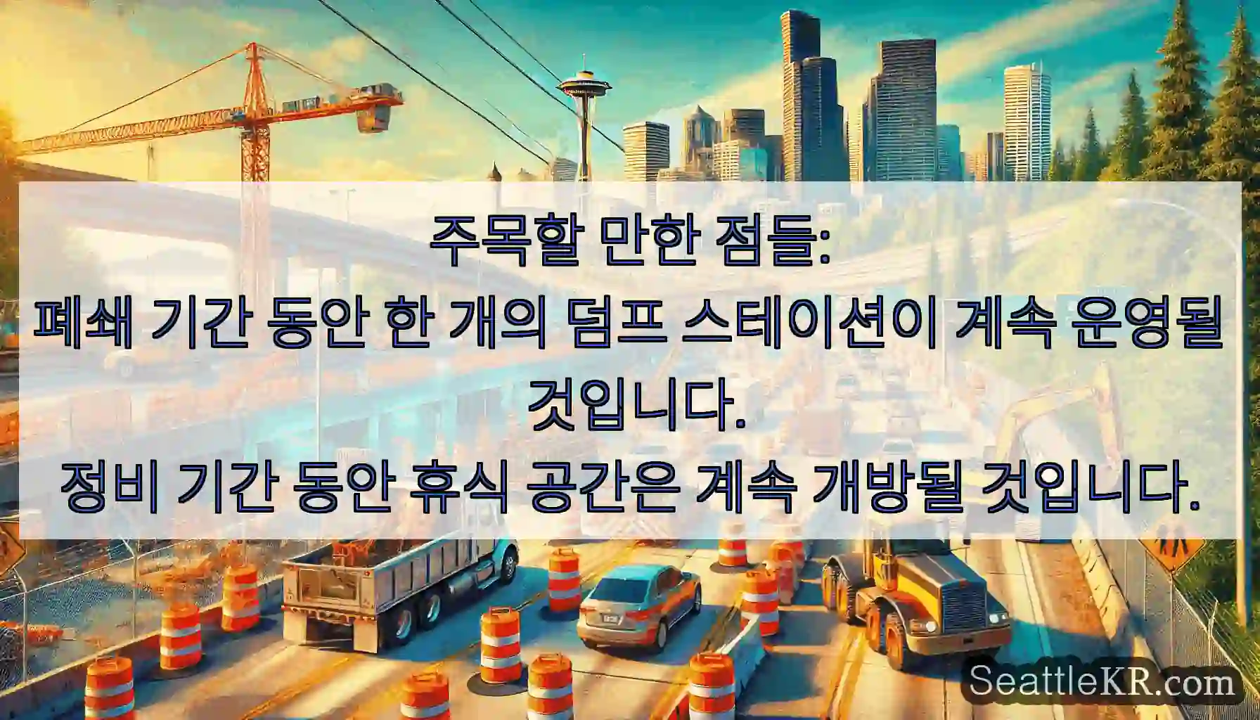 주목할 만한 점들:
폐쇄 기간 동안 한 개의 덤프 스테이션이 계속 운영될 것입니다.
정비