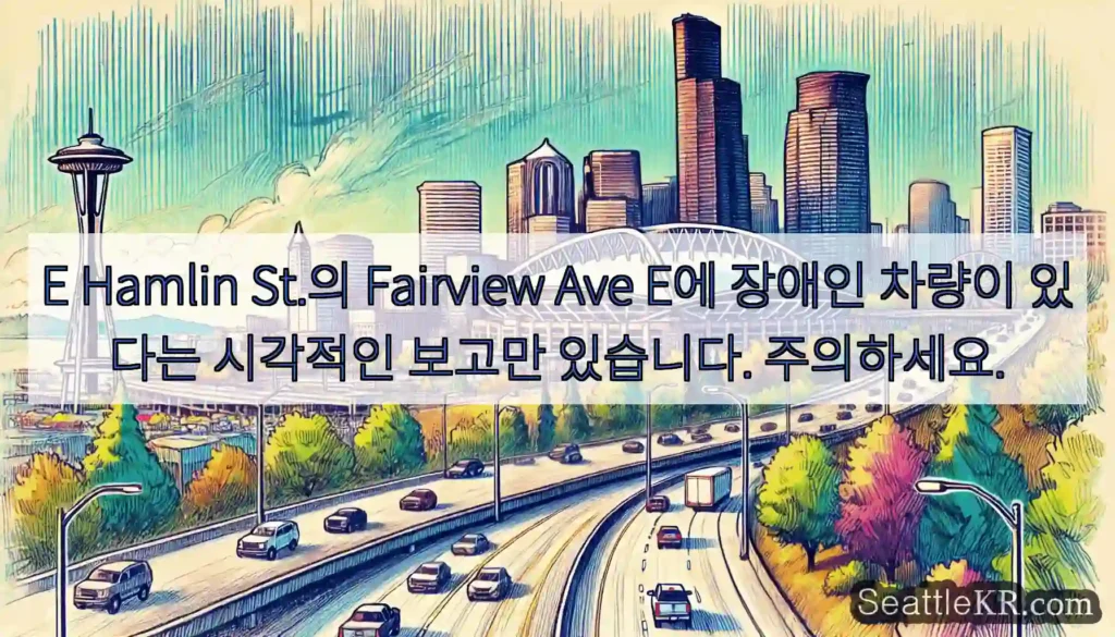 E Hamlin St.의 Fairview Ave E에 장애인 차량이 있다는 시각적인