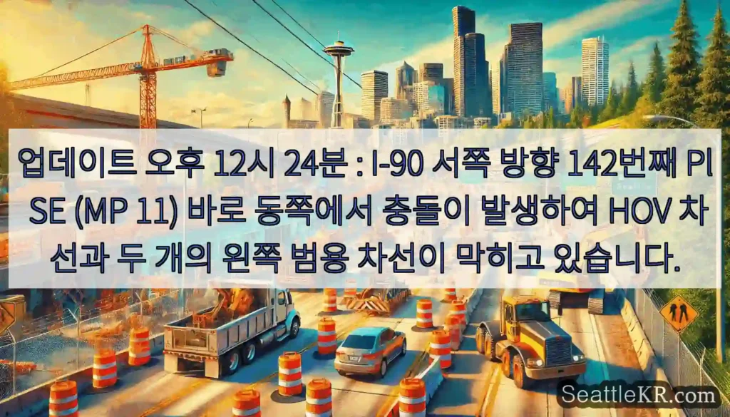 업데이트 오후 12시 24분 : I-90 서쪽 방향 142번째 Pl SE (MP 11)
