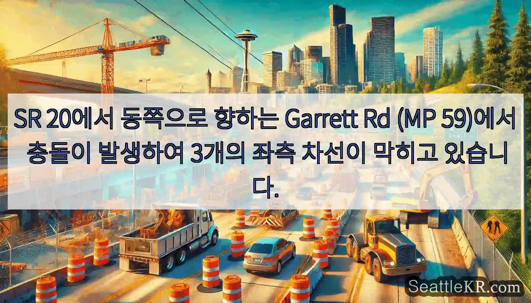 SR 20에서 동쪽으로 향하는 Garrett Rd (MP 59)에서 충돌이 발생하여