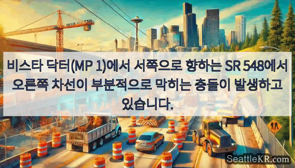 비스타 닥터(MP 1)에서 서쪽으로 향하는 SR 548에서 오른쪽 차선이 부분적으로