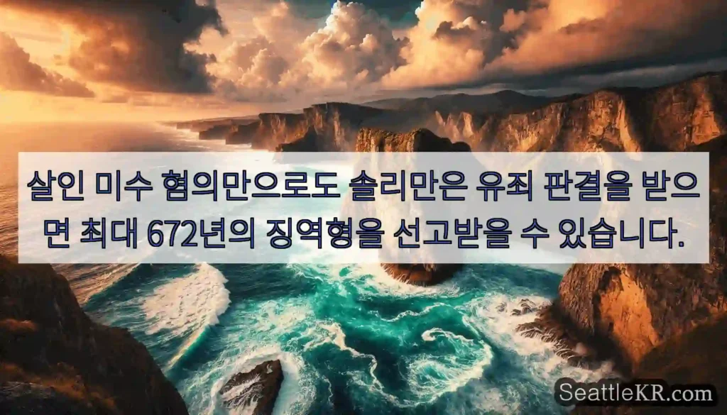 살인 미수 혐의만으로도 솔리만은 유죄 판결을 받으면 최대 672년의 징역형을 선고받을 수