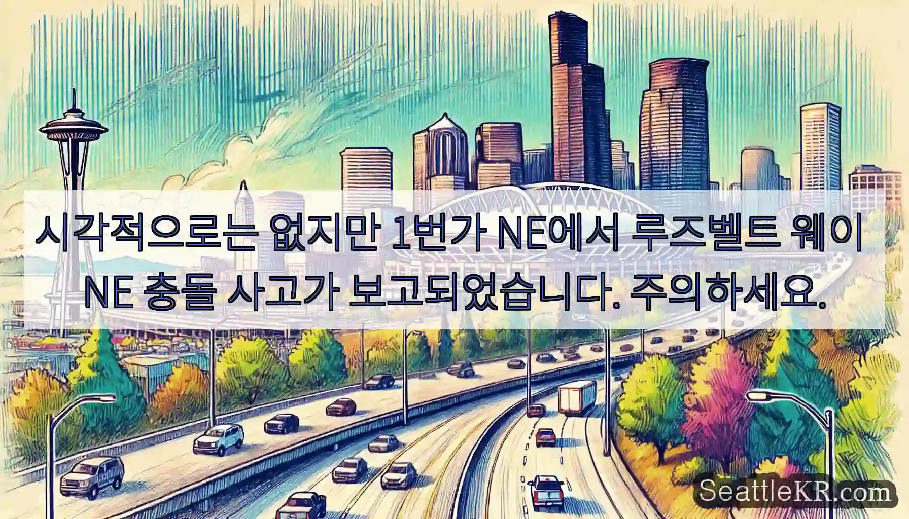 시각적으로는 없지만 1번가 NE에서 루즈벨트 웨이 NE 충돌 사고가 보고되었습니다.