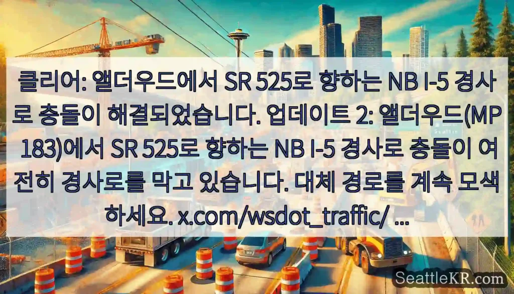 클리어: 앨더우드에서 SR 525로 향하는 NB I-5 경사로 충돌이 해결되었습니다.