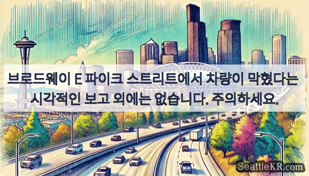 브로드웨이 E 파이크 스트리트에서 차량이 막혔다는 시각적인 보고 외에는 없습니다.