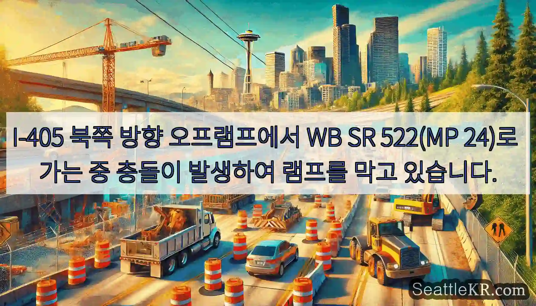 I-405 북쪽 방향 오프램프에서 WB SR 522(MP 24)로 가는 중 충돌이
