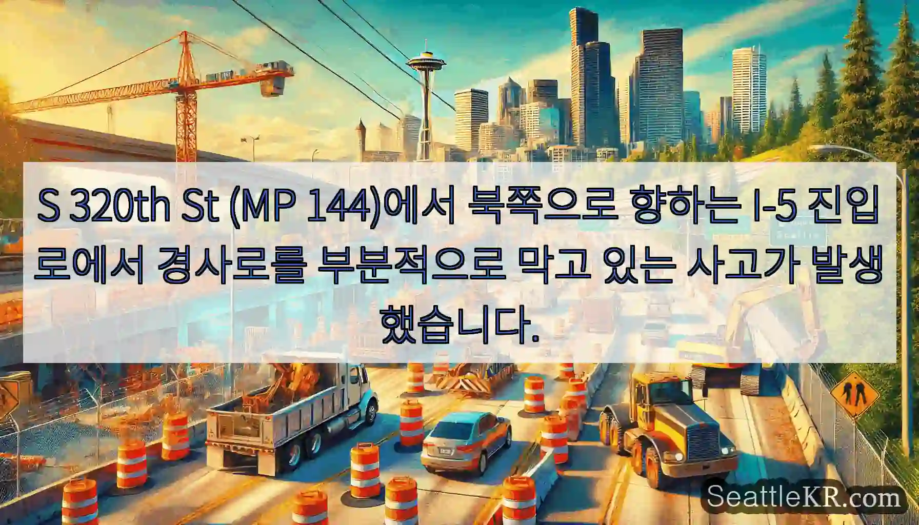 S 320th St (MP 144)에서 북쪽으로 향하는 I-5 진입로에서 경사로를