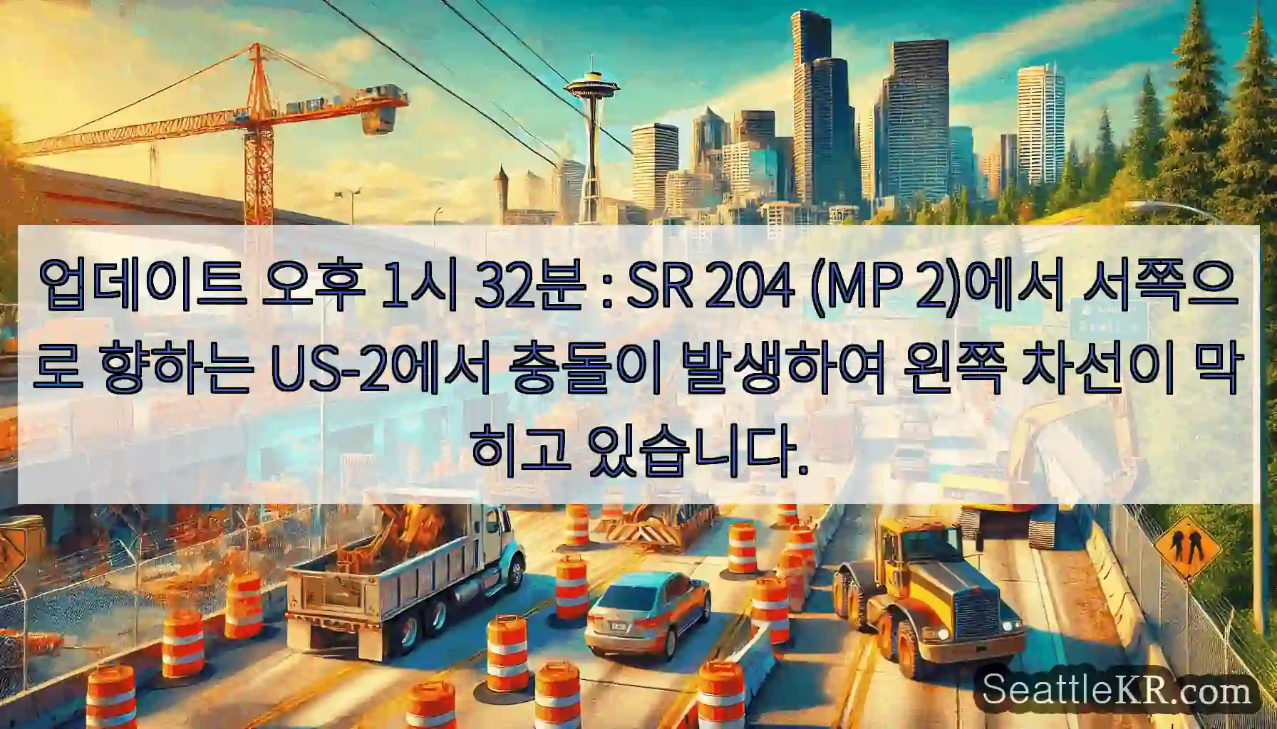 업데이트 오후 1시 32분 : SR 204 (MP 2)에서 서쪽으로 향하는 US-2에서