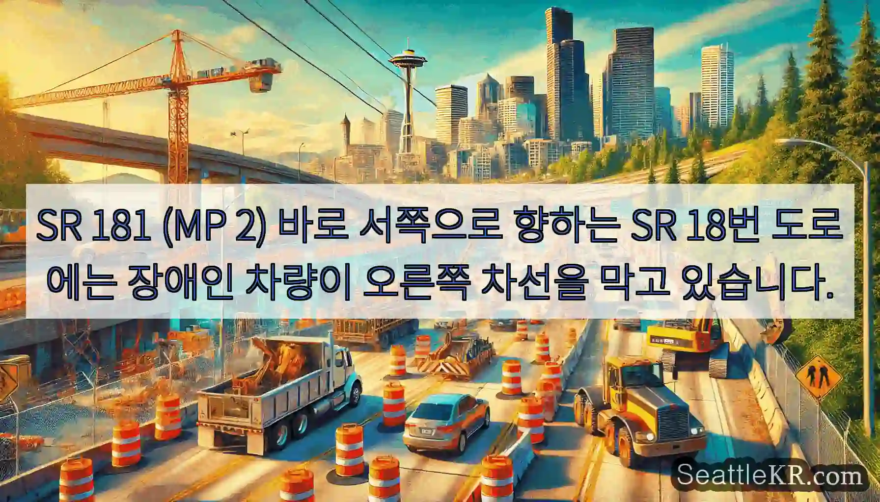 SR 181 (MP 2) 바로 서쪽으로 향하는 SR 18번 도로에는 장애인 차량이 오른쪽