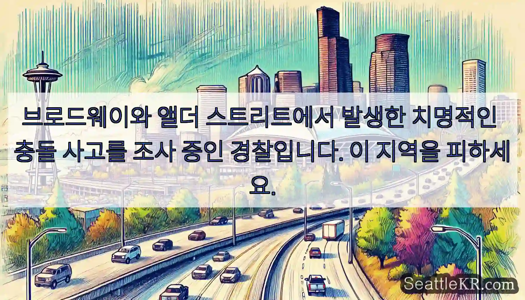 브로드웨이와 앨더 스트리트에서 발생한 치명적인 충돌 사고를 조사 중인 경찰입니다. 이