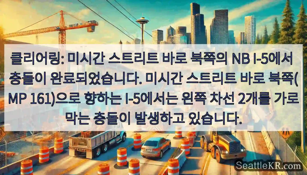 클리어링: 미시간 스트리트 바로 북쪽의 NB I-5에서 충돌이 완료되었습니다. 미시간