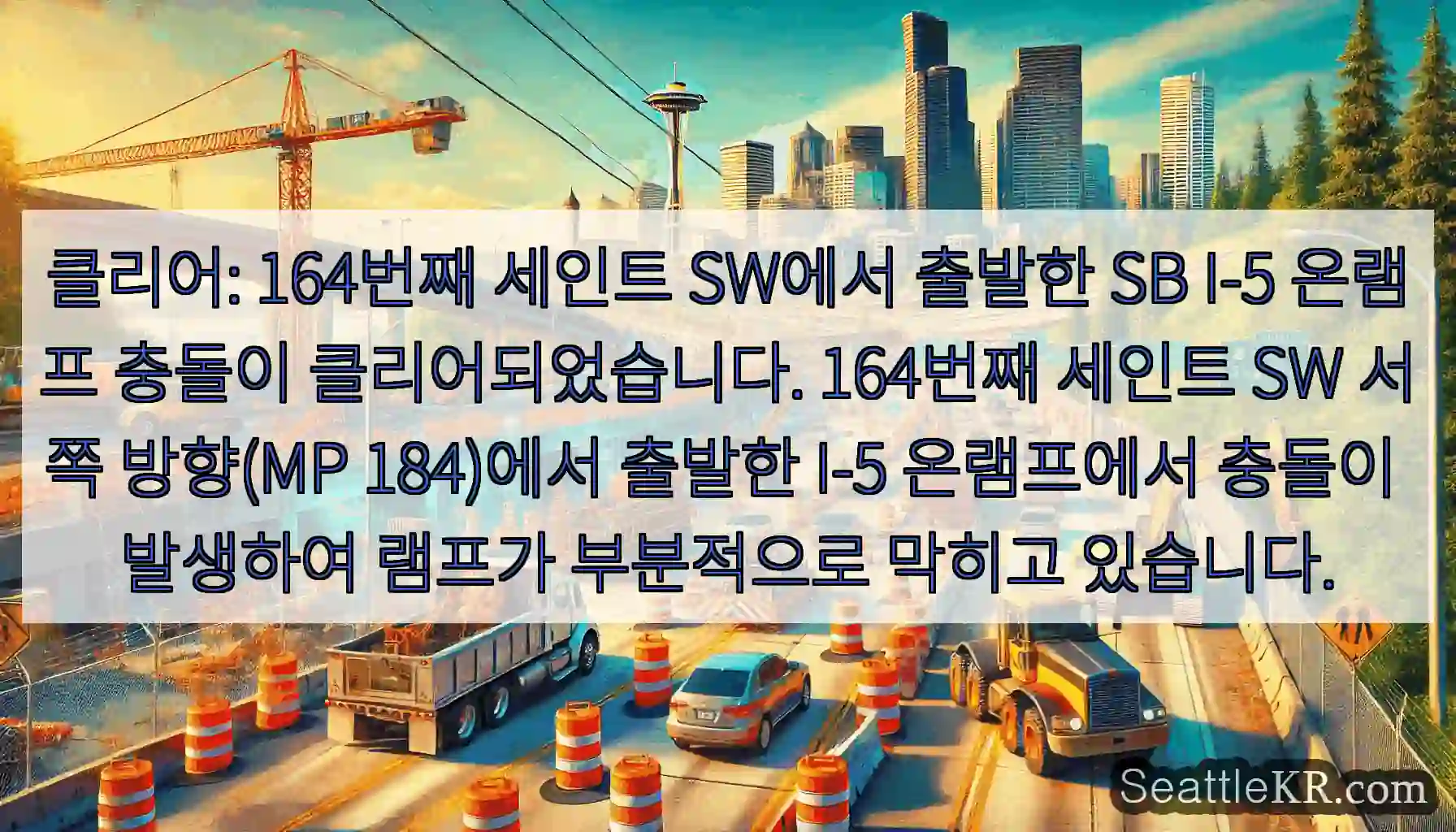 클리어: 164번째 세인트 SW에서 출발한 SB I-5 온램프 충돌이 클리어되었습니다.