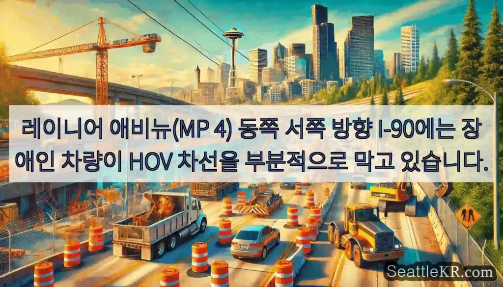 레이니어 애비뉴(MP 4) 동쪽 서쪽 방향 I-90에는 장애인 차량이 HOV 차선을